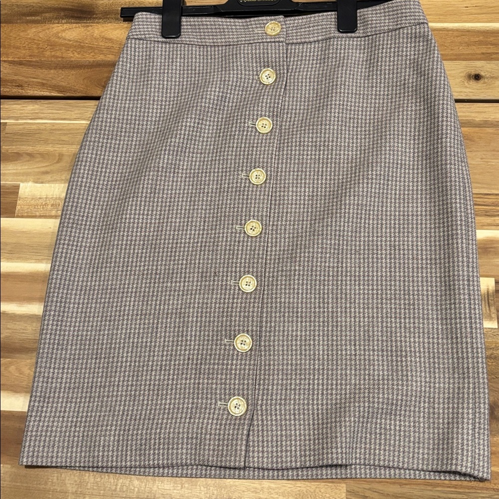 Brooks Brothers Gray and Violet Houndstooth Pencil Skirt